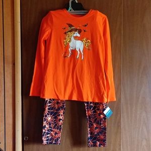 WAY TO CELEBRATE HALLOWEEN Girls Graphic Long Sleeve Tee and Cobweb Leggings